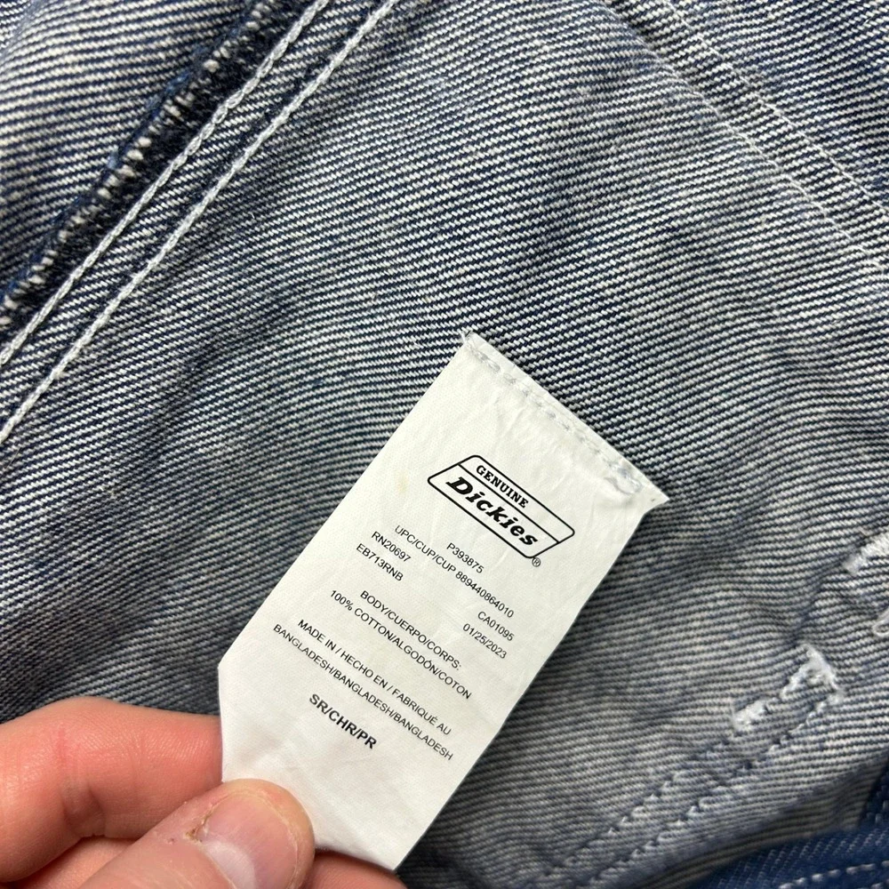 Genuine Dickies Overalls Mens 36x30 Blue Denim Bib Workwear‎ Carpenter EB713RNB